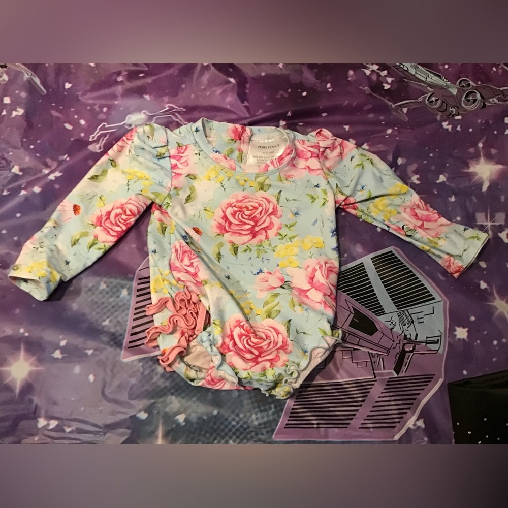 Posh peanut baby girls 6-12 months Margot Sadie rashguard long sleeve